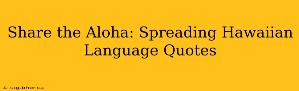 Share the Aloha: Spreading Hawaiian Language Quotes